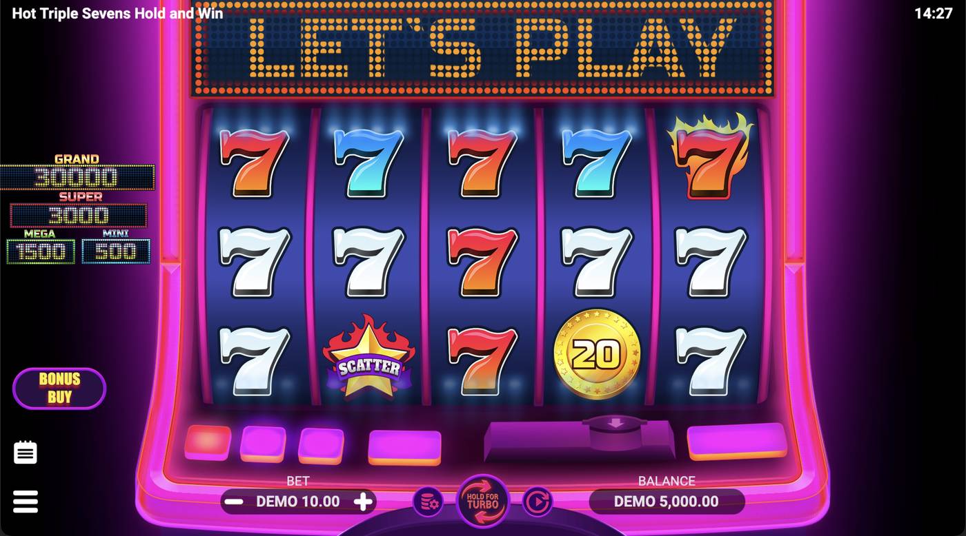 Hot Triple Sevens Hold & Win: image of main menu