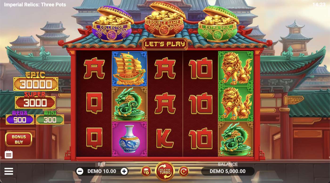 Imperial Relics: Three Pots: image of main menu
