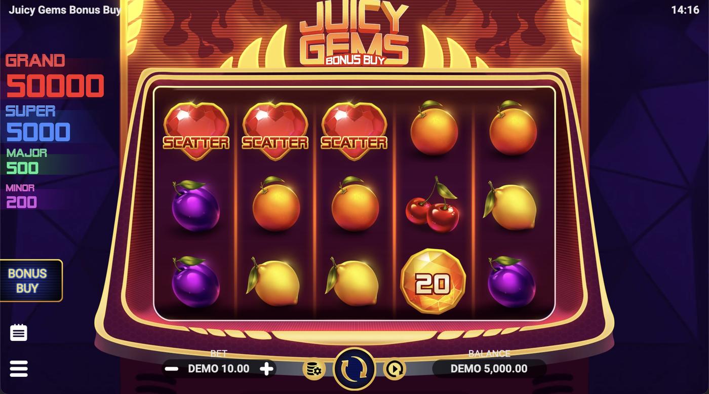 Juicy Gems Bonus Buy: image of main menu