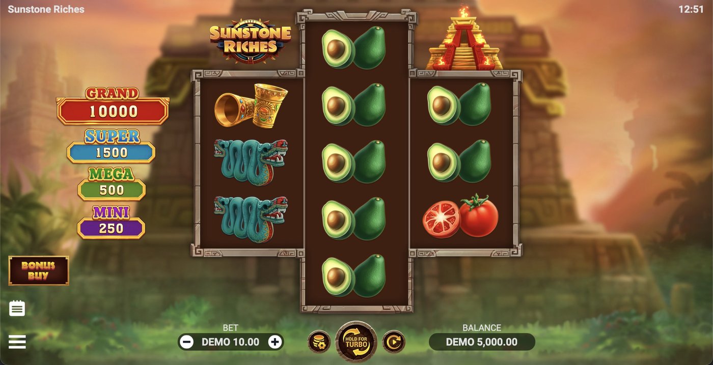 Sunstone Riches: image of main menu
