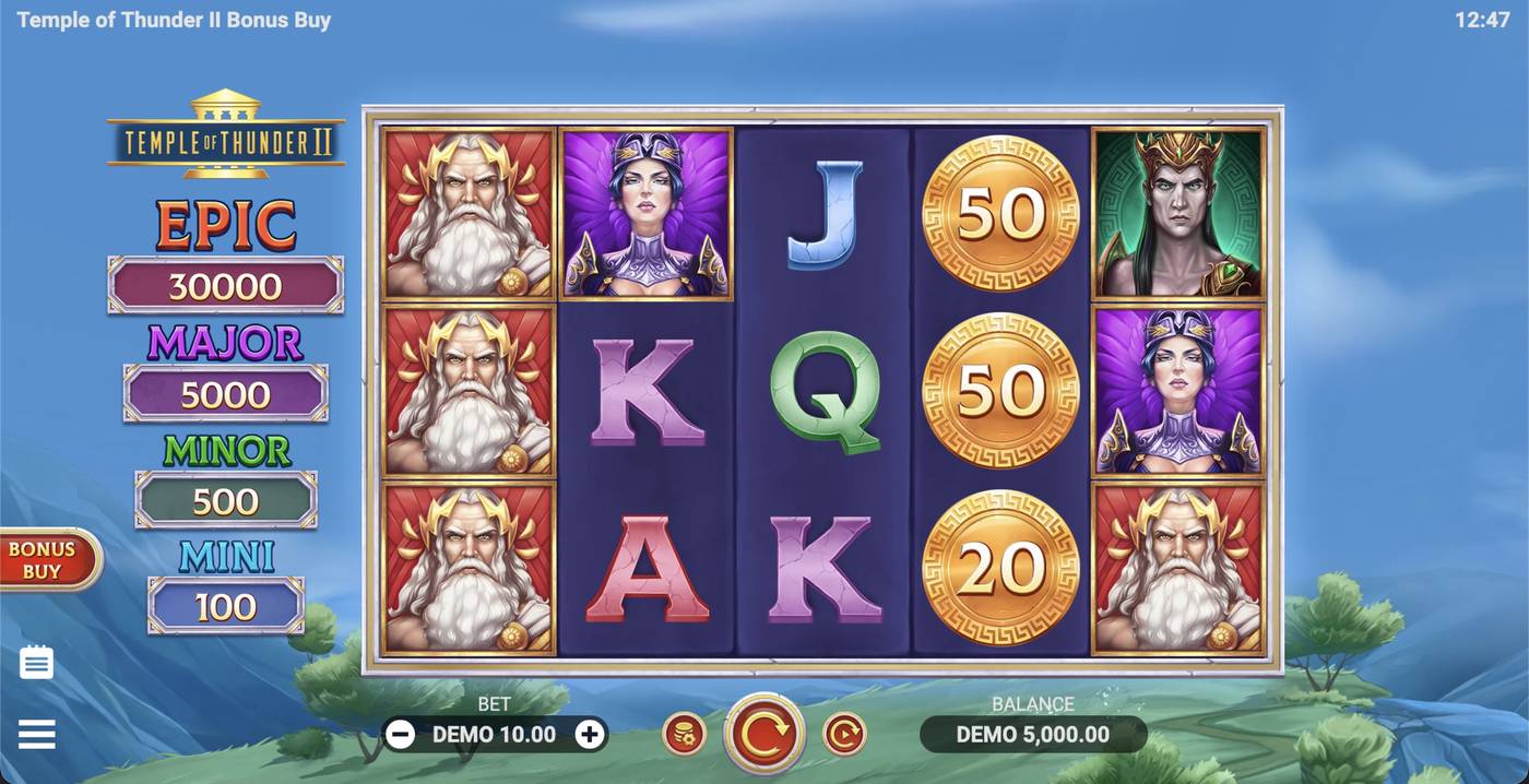 Temple of Thunder II Bonus Buy: image of main menu