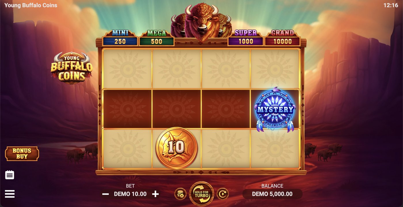 Young Buffalo Coins: image of main menu