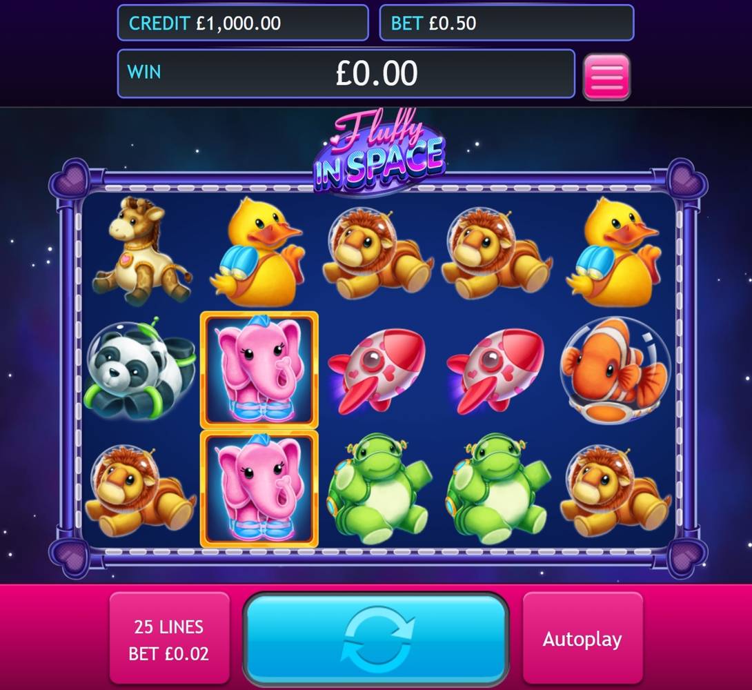 Fluffy in Space: image of main menu