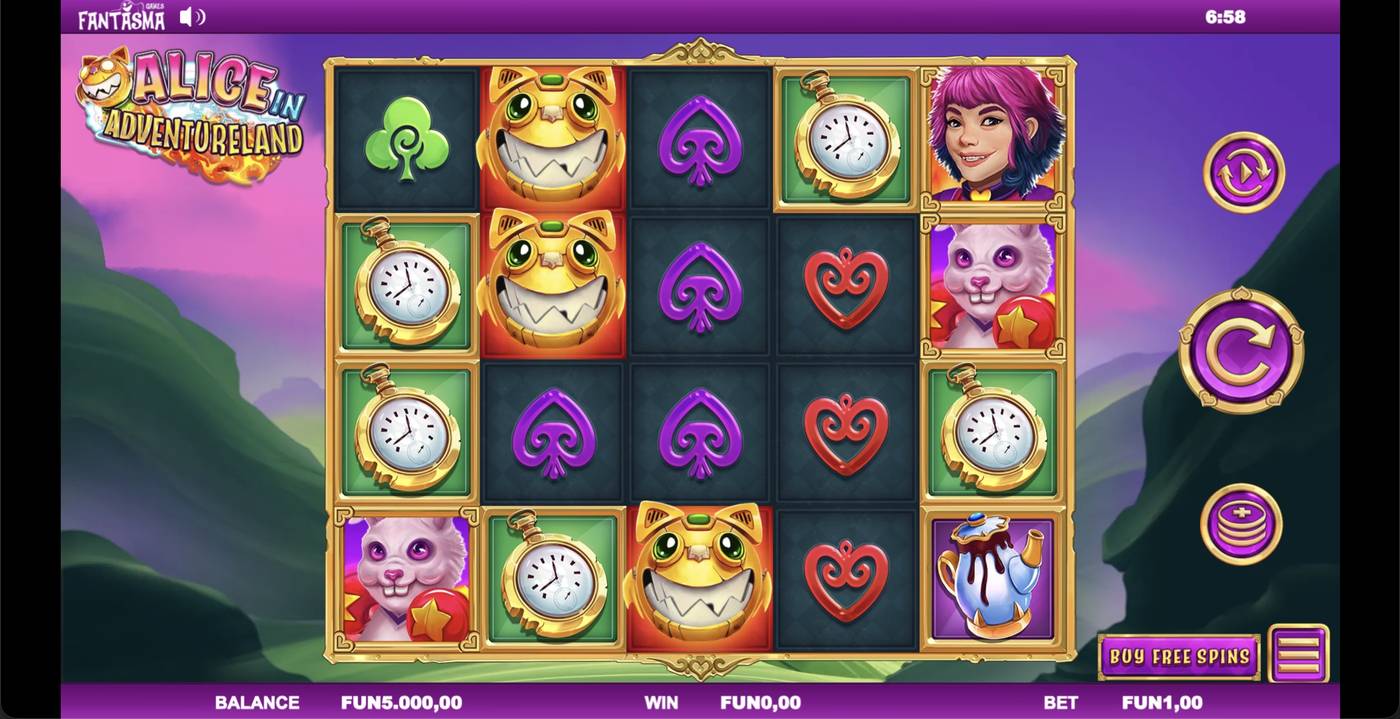 Alice in Adventureland: image of main menu