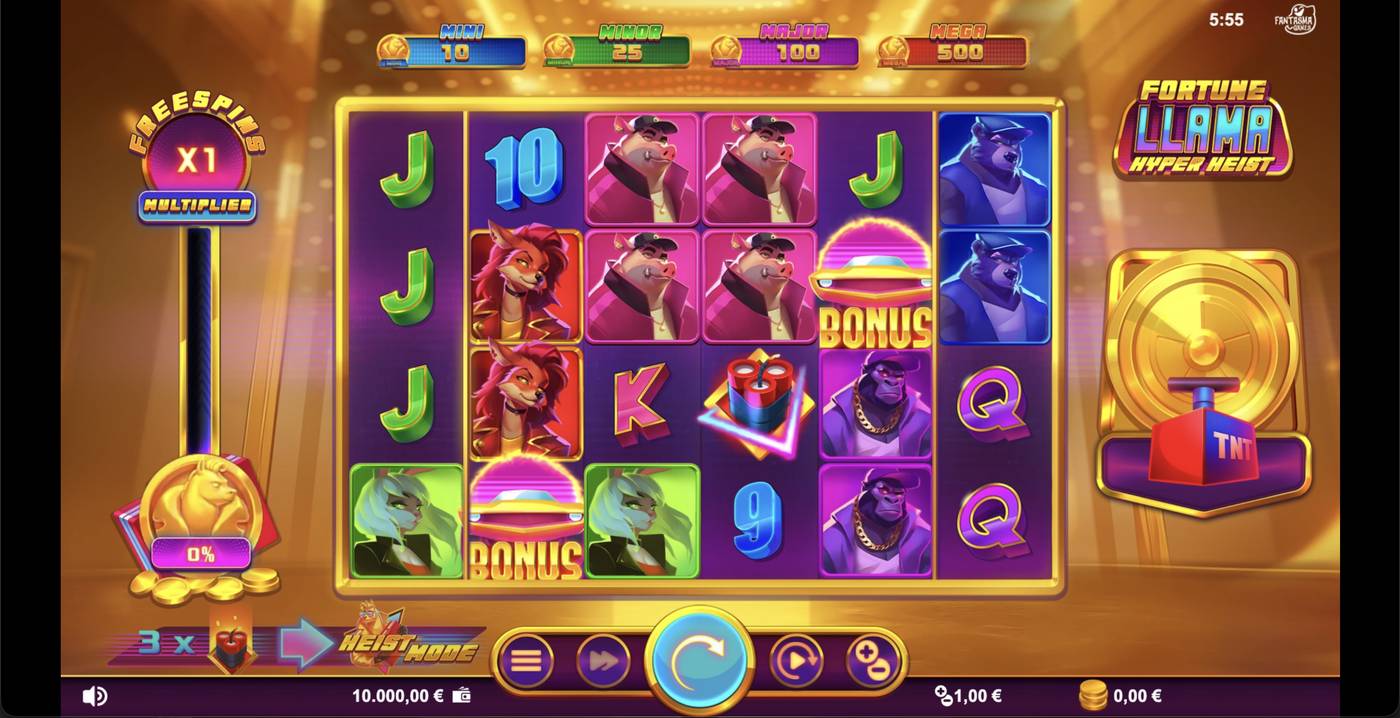Fortune Llama Hyper Heist: image of main menu