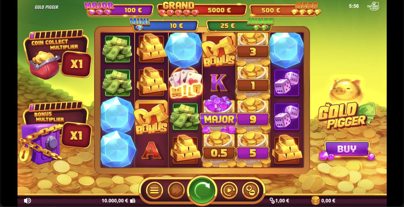 Gold Pigger: image of main menu