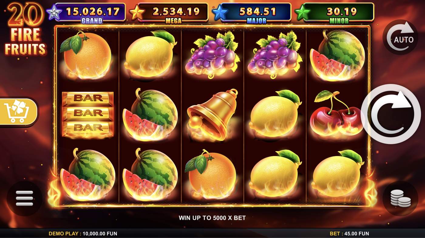 20 Fire Fruits: image of main menu