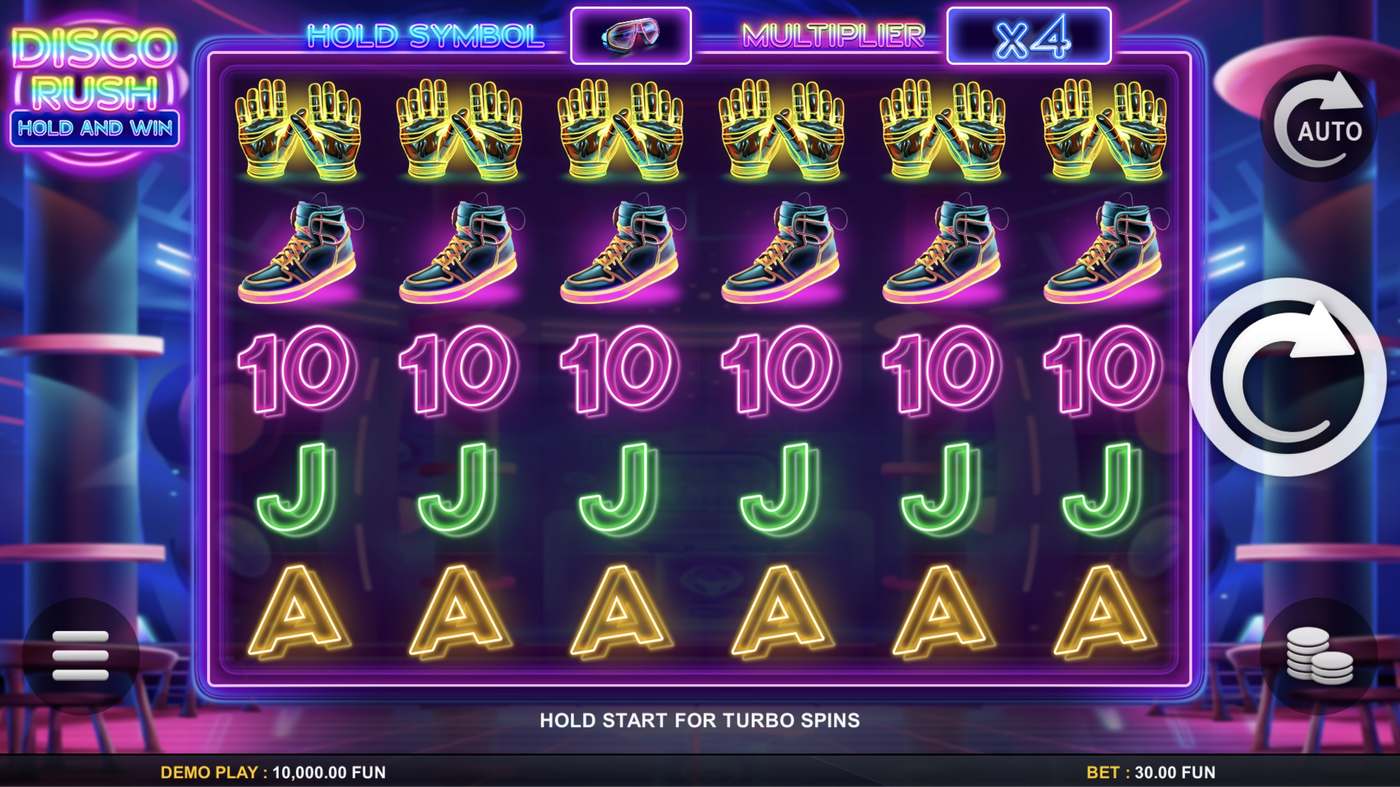 Disco Rush Hold and Win: image of main menu