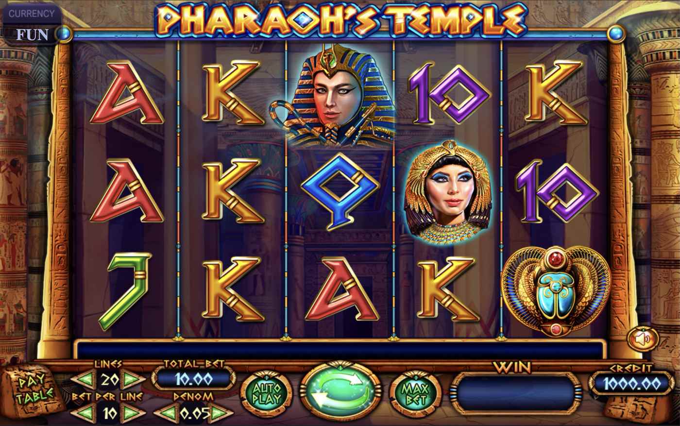 Pharaoh's Temple: image of main menu