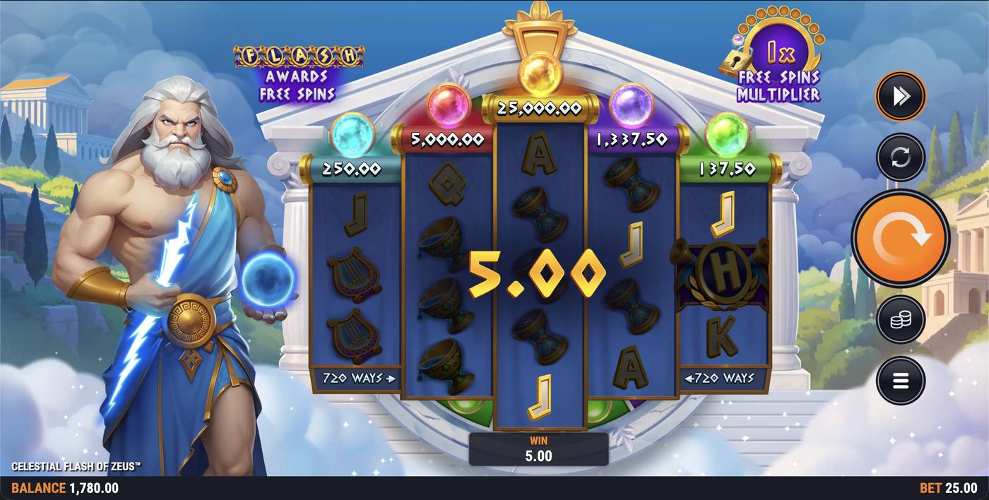 Celestial Flash of Zeus: image of winning
