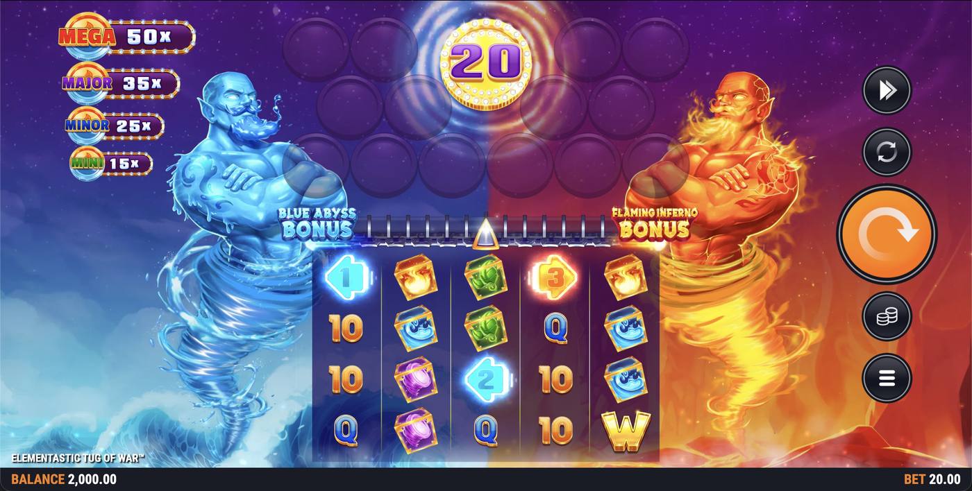 Elementastic Tug of War: image of main menu