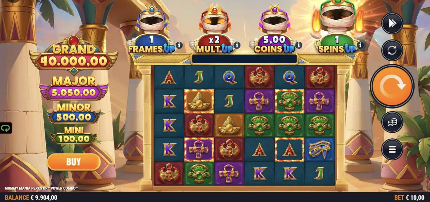 Mummy Mania Perks Up Power Combo: image of main menu