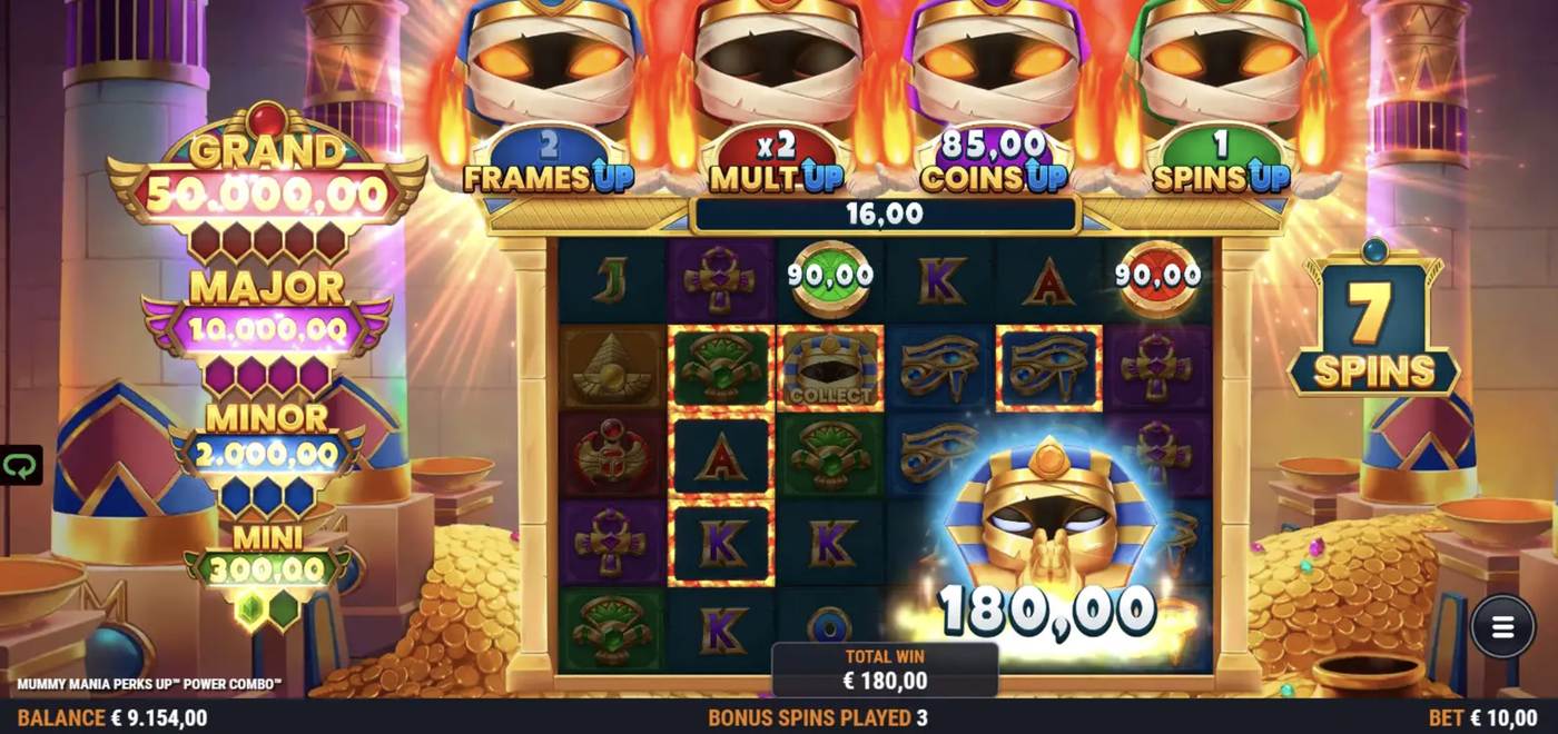 Mummy Mania Perks Up Power Combo: image of winning