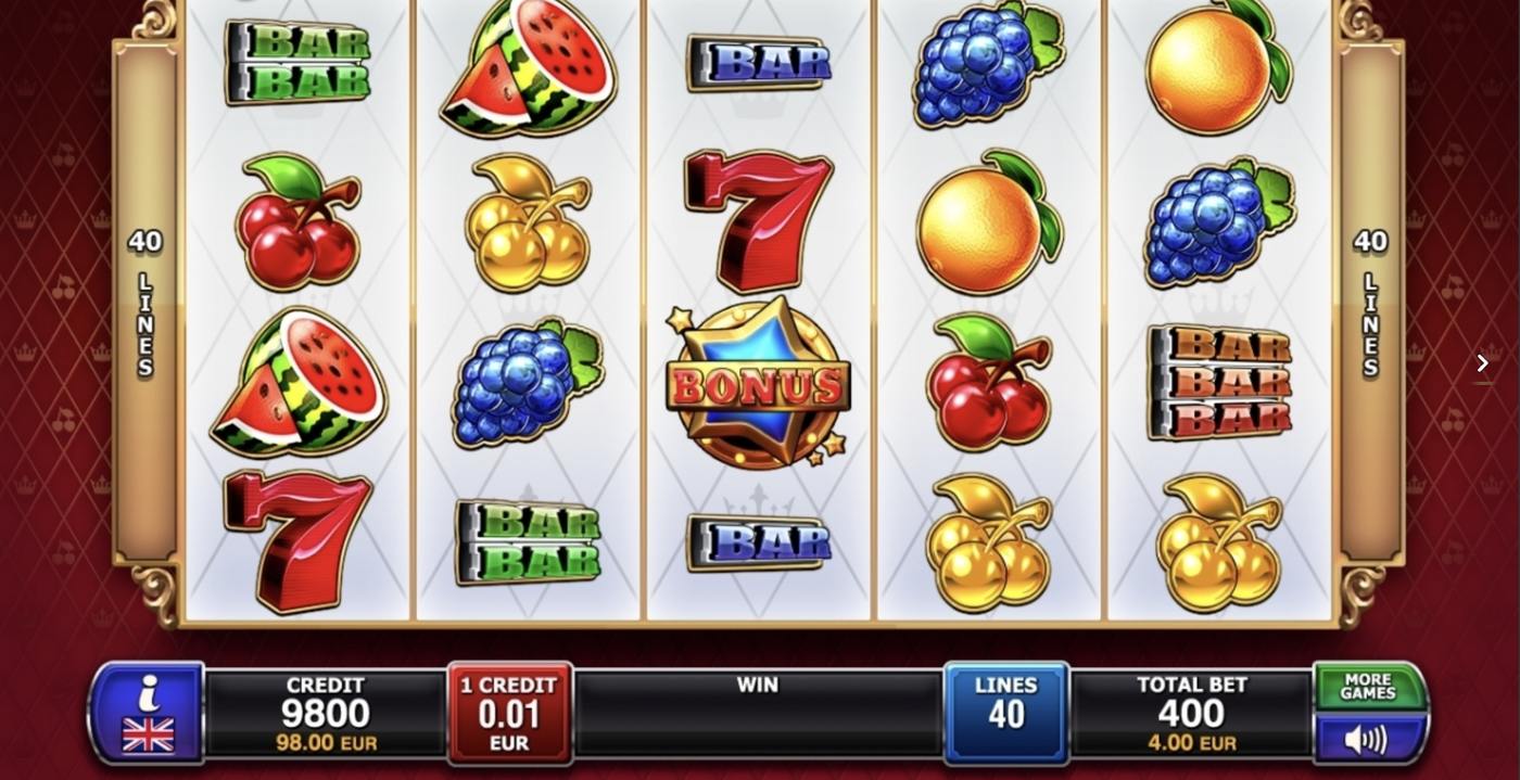 40 Cherry King: image of main menu