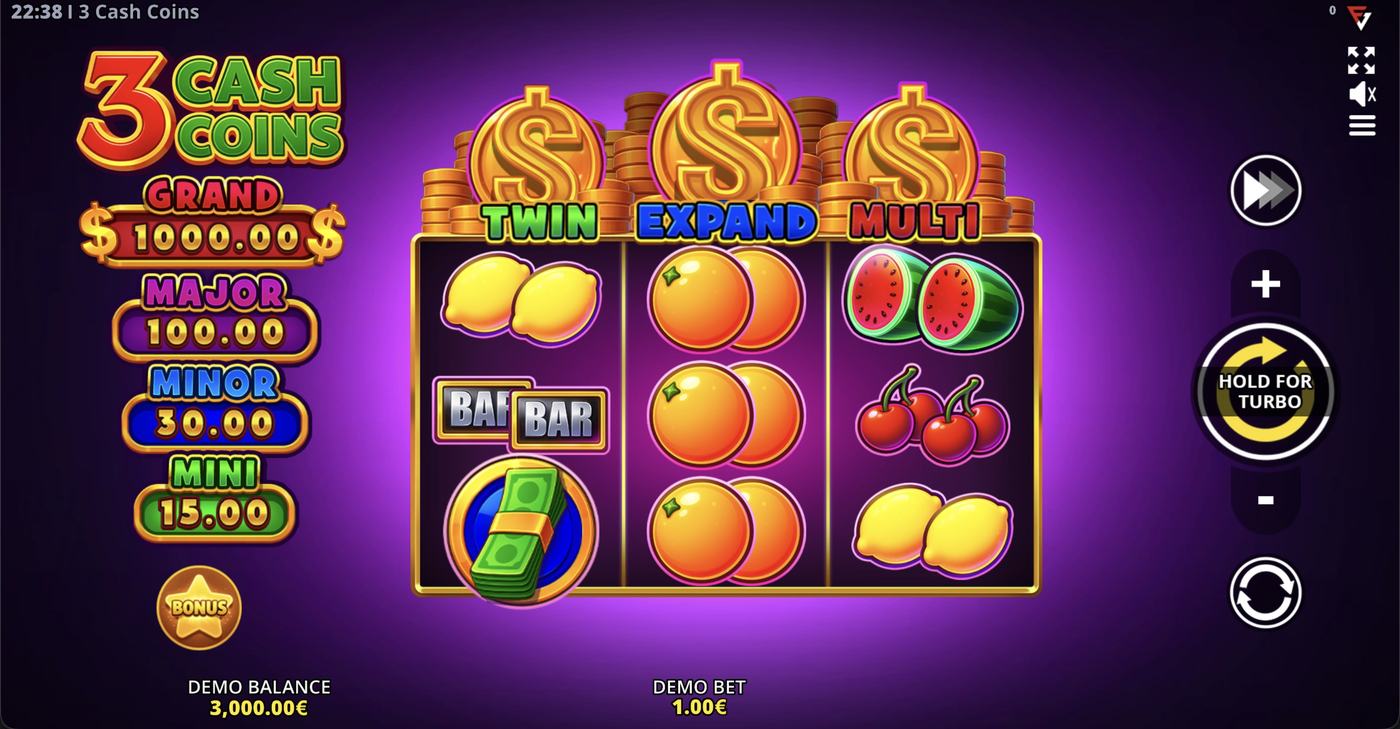 3 Cash Coins: image of main menu