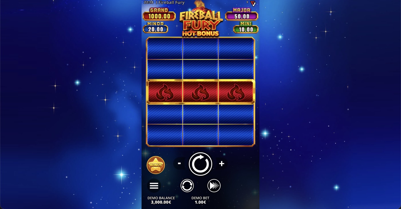 Fireball Fury: Hot Bonus: image of main menu