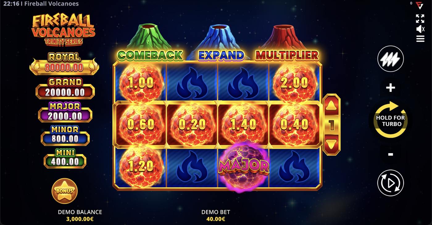 Fireball Volcanoes: Trinity Series: image of main menu
