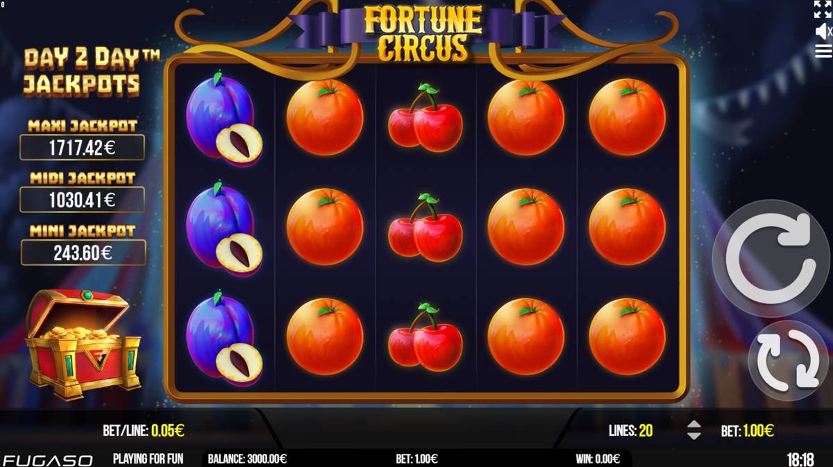 Fortune Circus: image of main menu