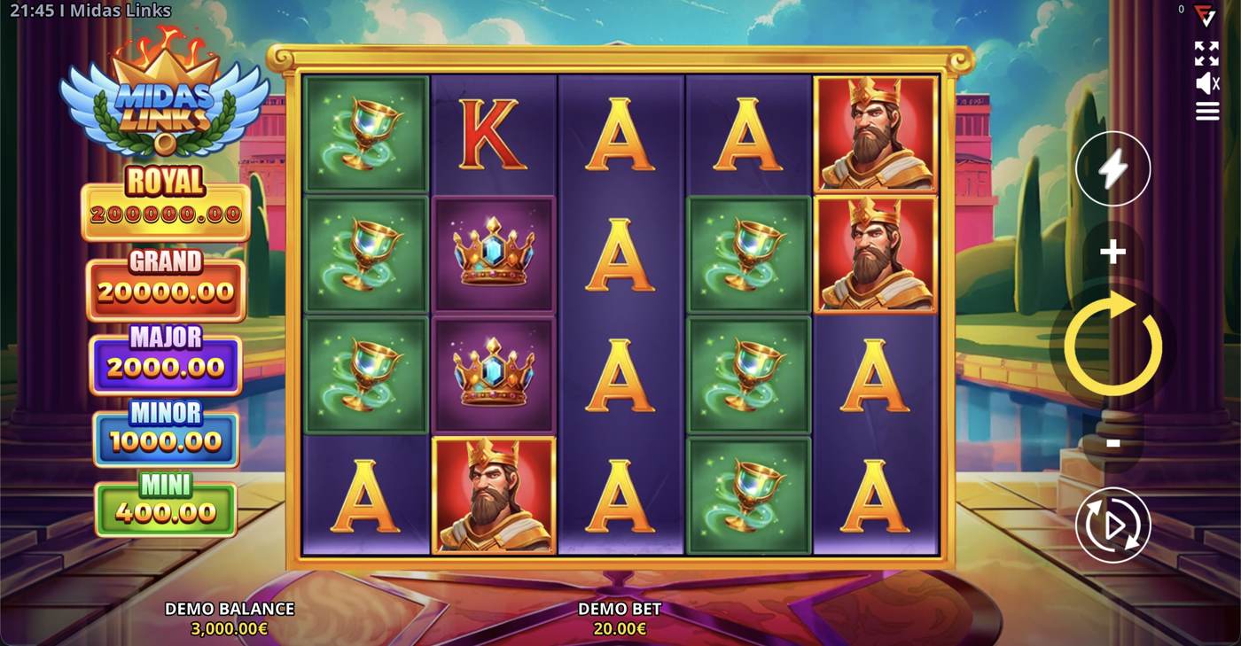 Midas Links: image of main menu
