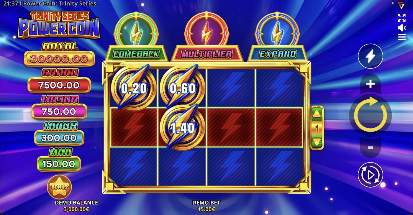 Power Coin: Trinity Series: image of main menu