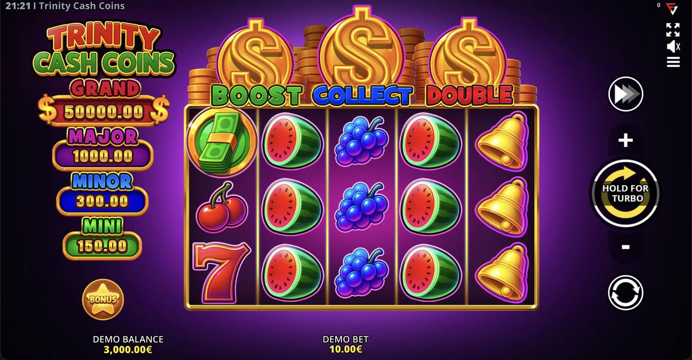 Trinity Cash Coins: image of main menu