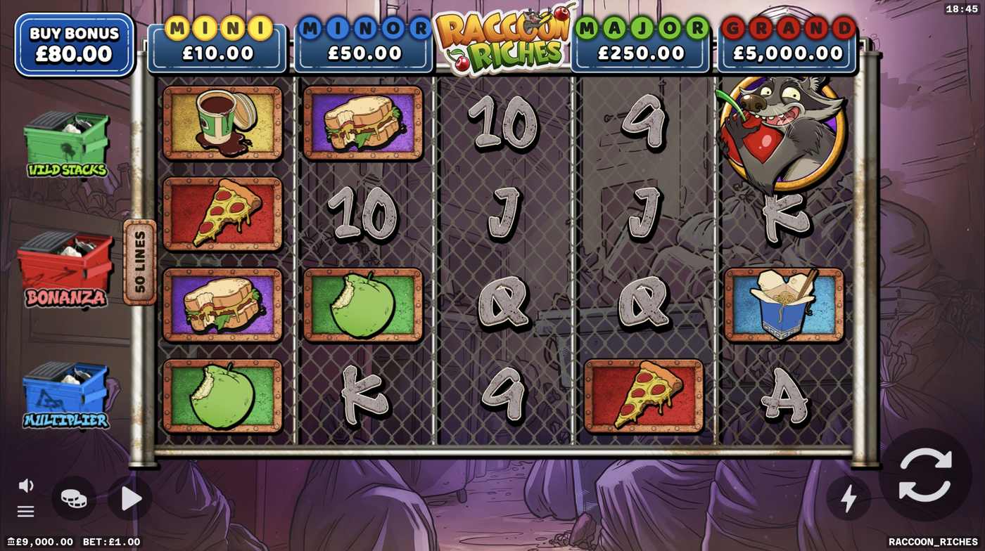 Raccoon Riches: image of main menu