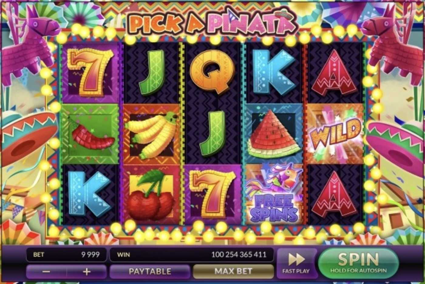 Pick a Pinata: image of main menu