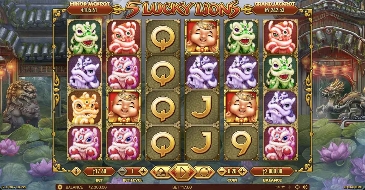 5 Lucky Lions: image of main menu