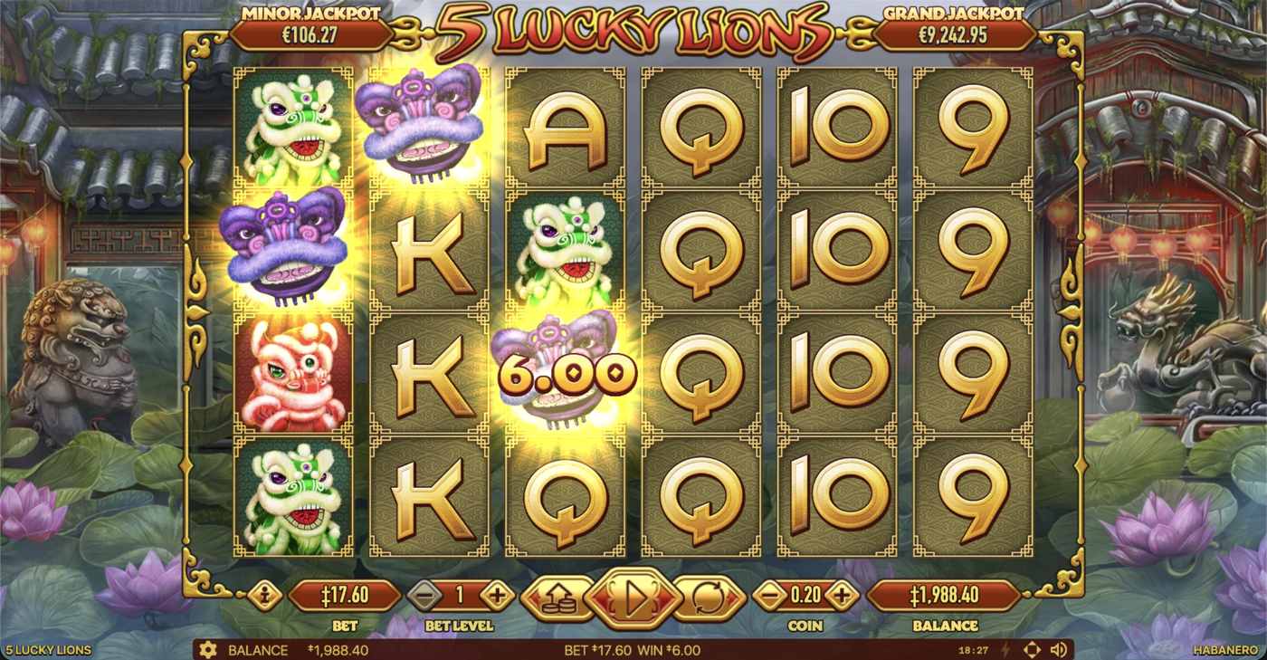 5 Lucky Lions: image of winning