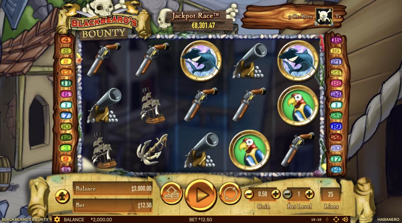 Blackbeard's Bounty (Habanero): image of main menu