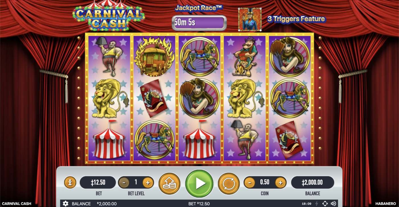 Carnival Cash: image of main menu