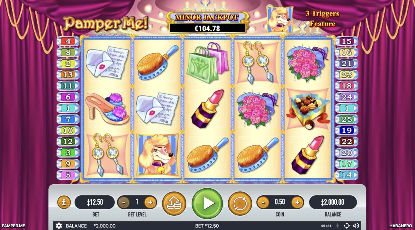 Pamper Me: image of main menu