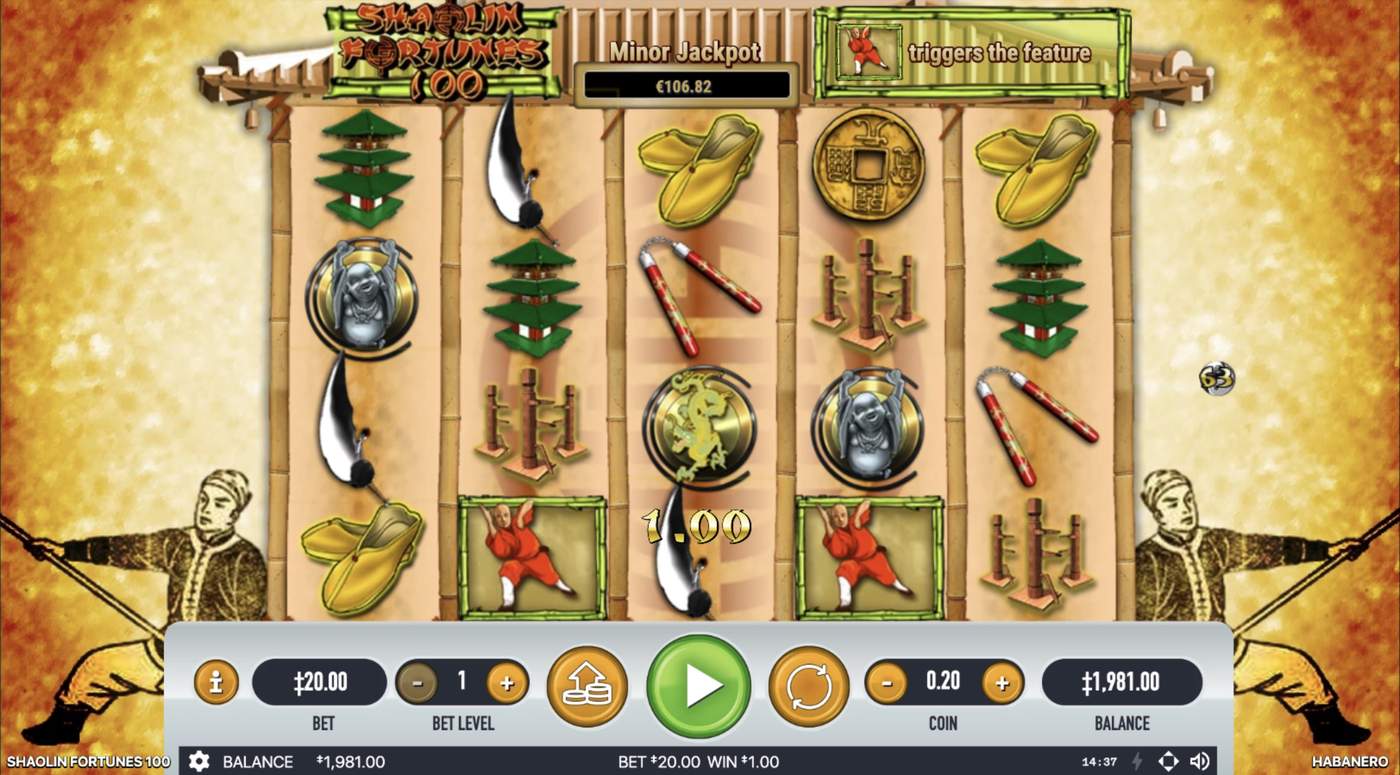 Shaolin Fortunes 100: image of winning