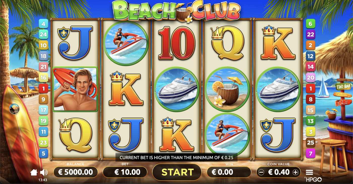 Beach Club: image of main menu