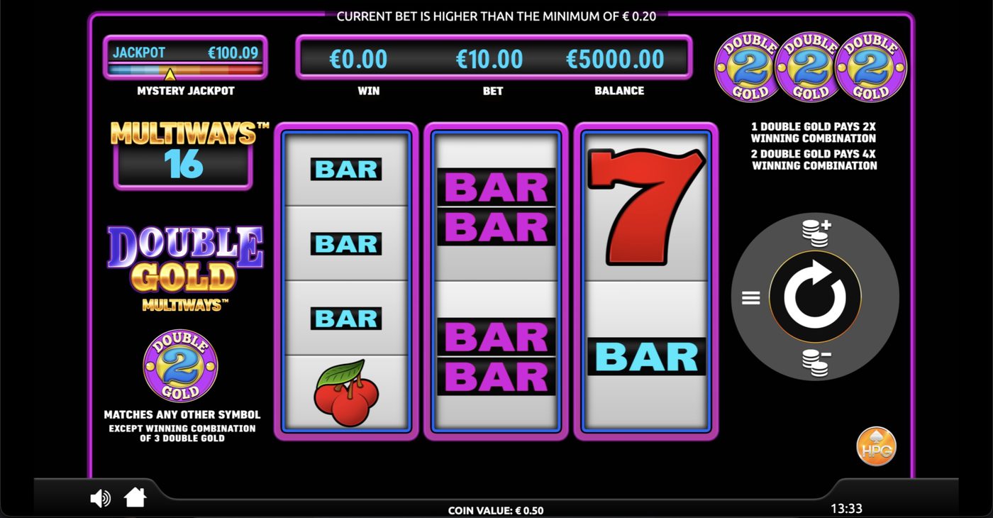 Double Gold Multiways: image of main menu
