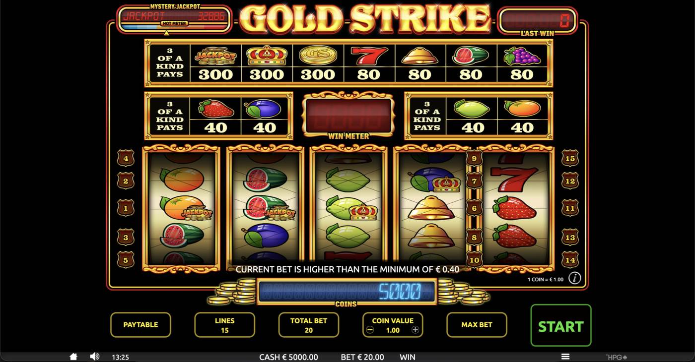 Gold Strike: image of main menu