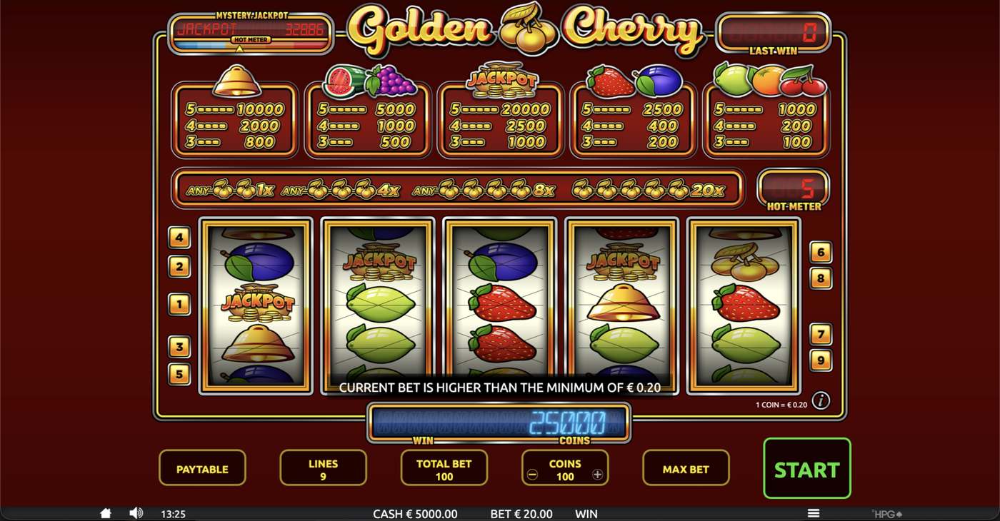 Golden Cherry: image of main menu