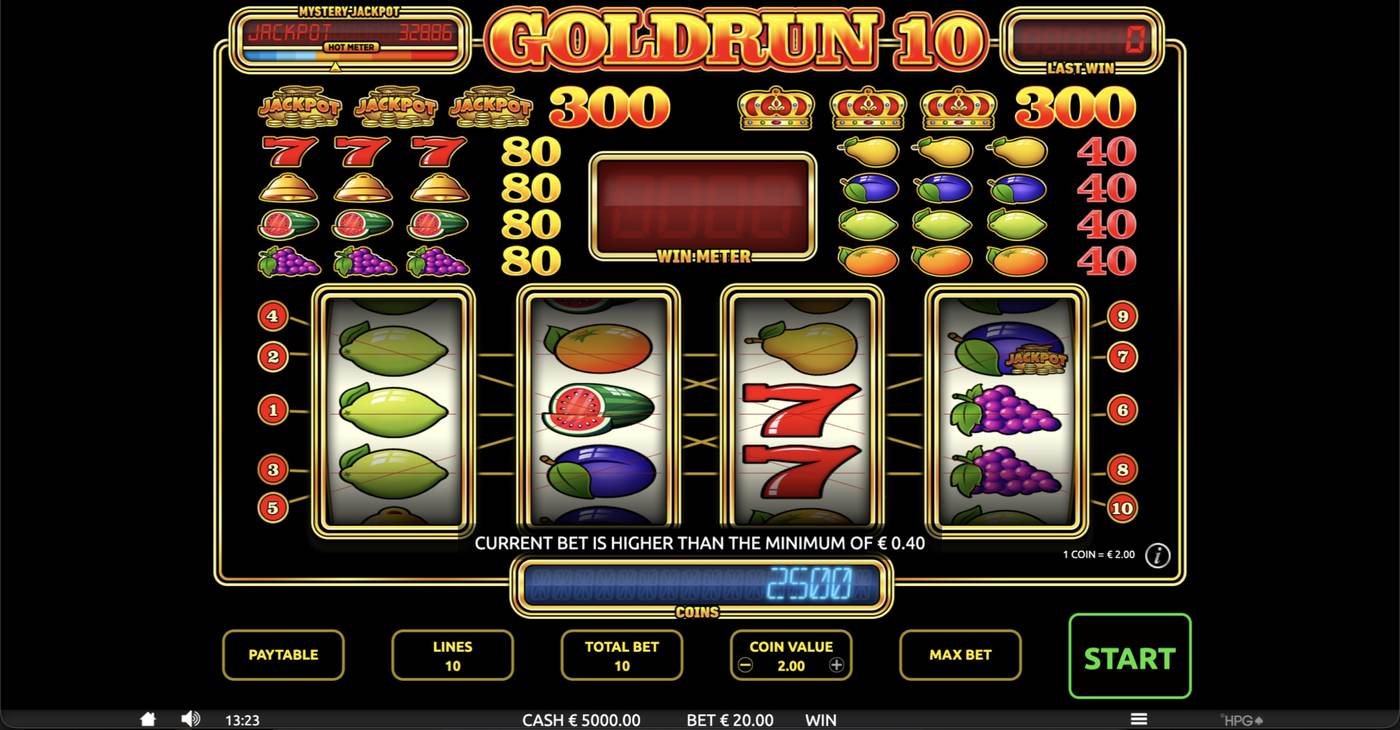 Goldrun 10: image of main menu