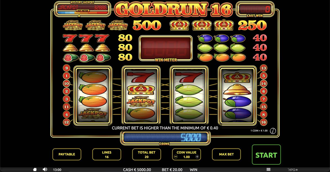 Goldrun 16: image of main menu