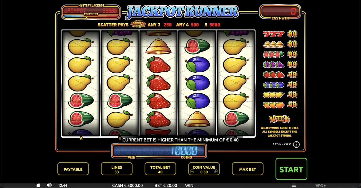 Jackpot Runner: image of main menu