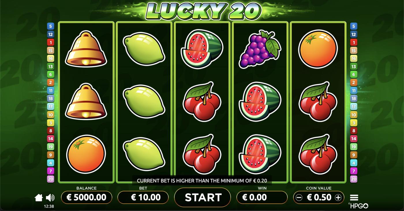 Lucky 20: image of main menu