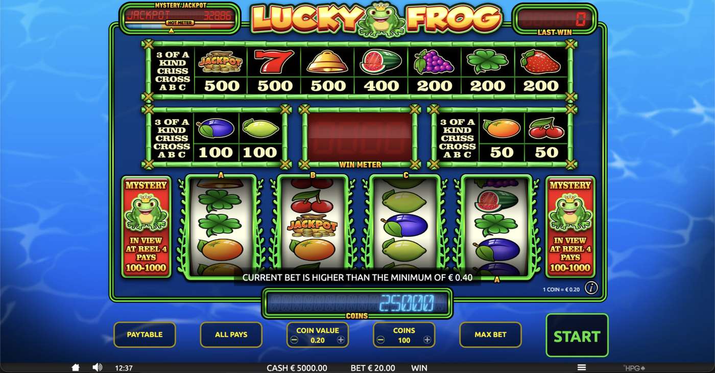 Lucky Frog: image of main menu