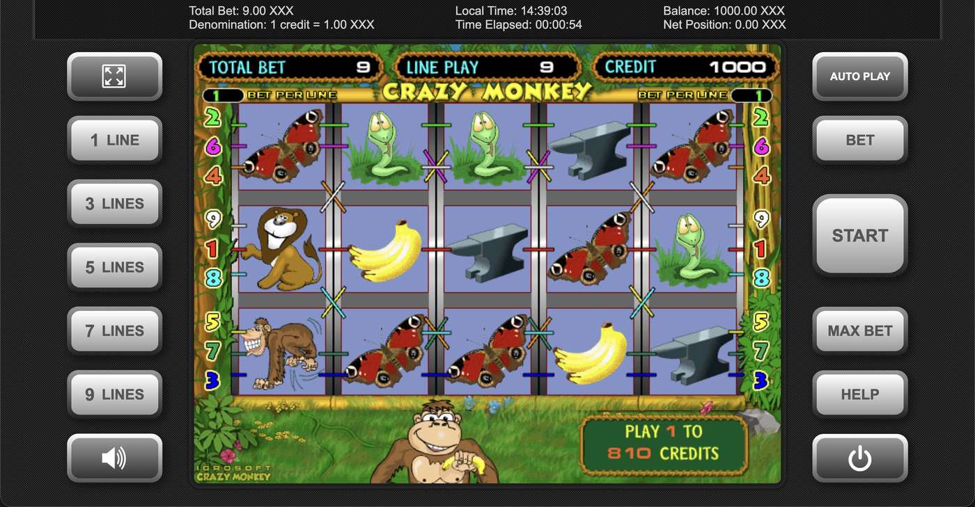 Crazy Monkey: image of main menu