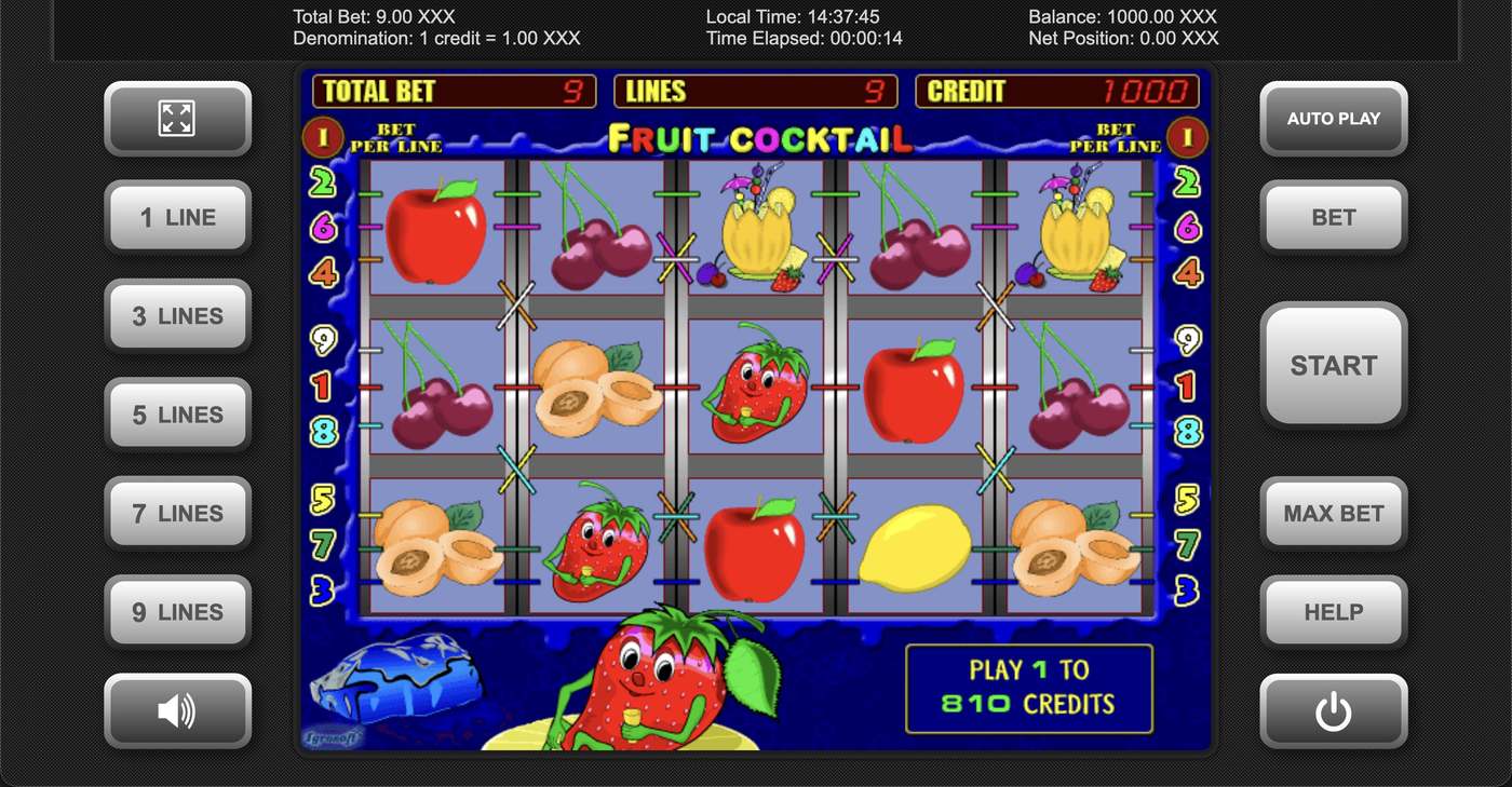Fruit Cocktail: image of main menu