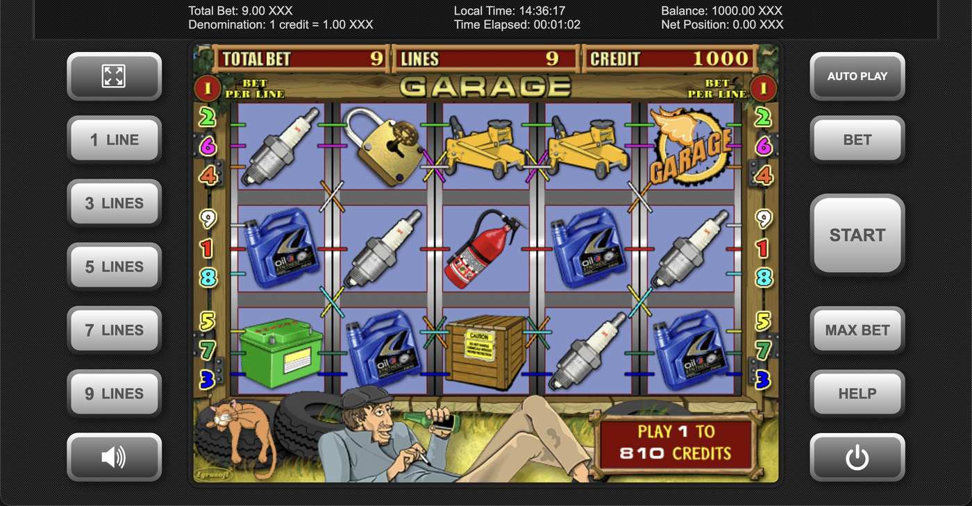 Garage: image of main menu