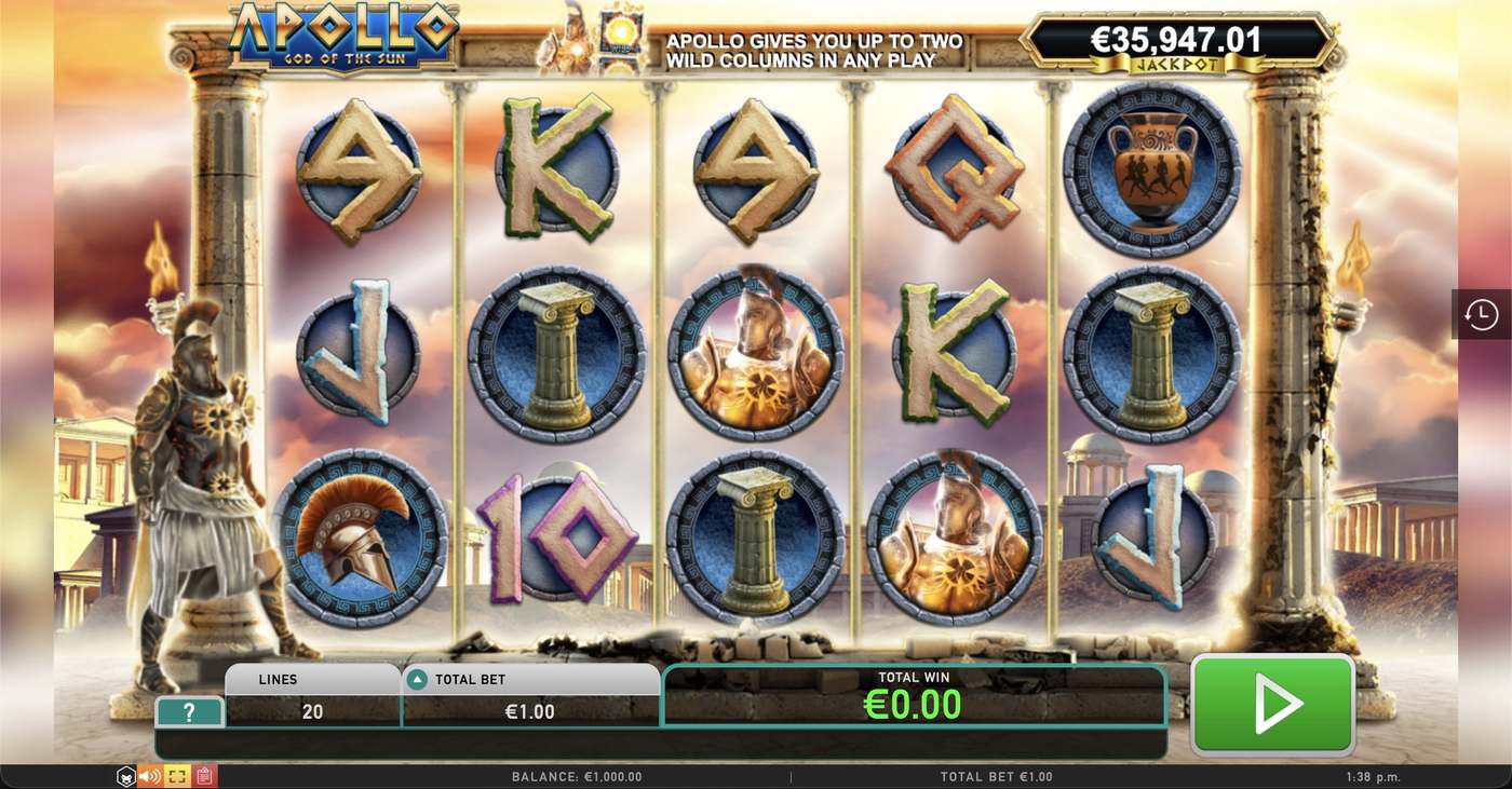 Apollo God of the Sun: image of main menu