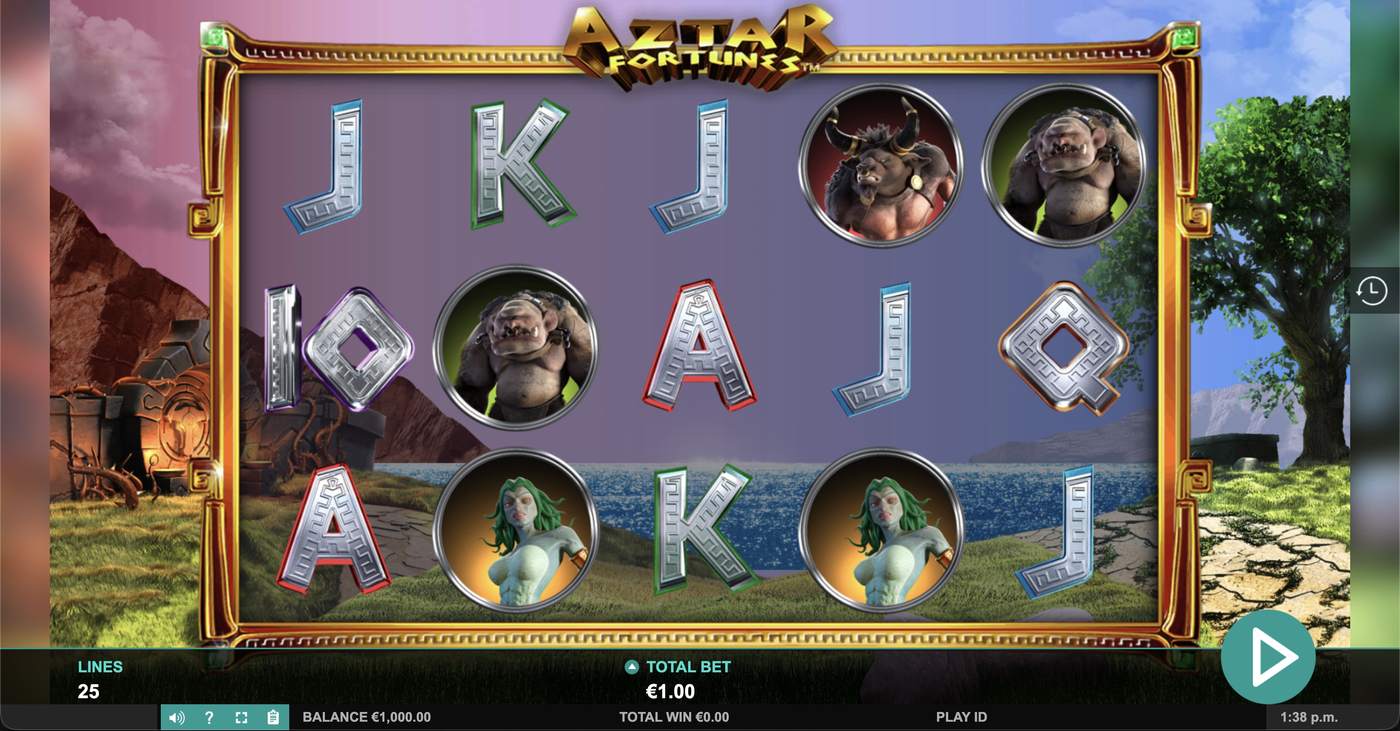 Aztar Fortunes: image of main menu