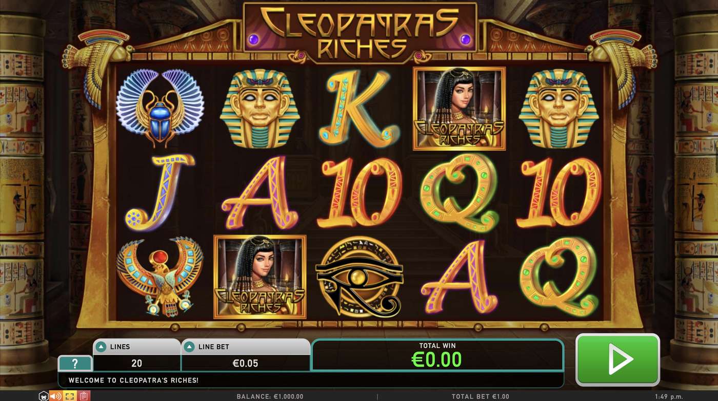 Cleopatras Riches: image of main menu