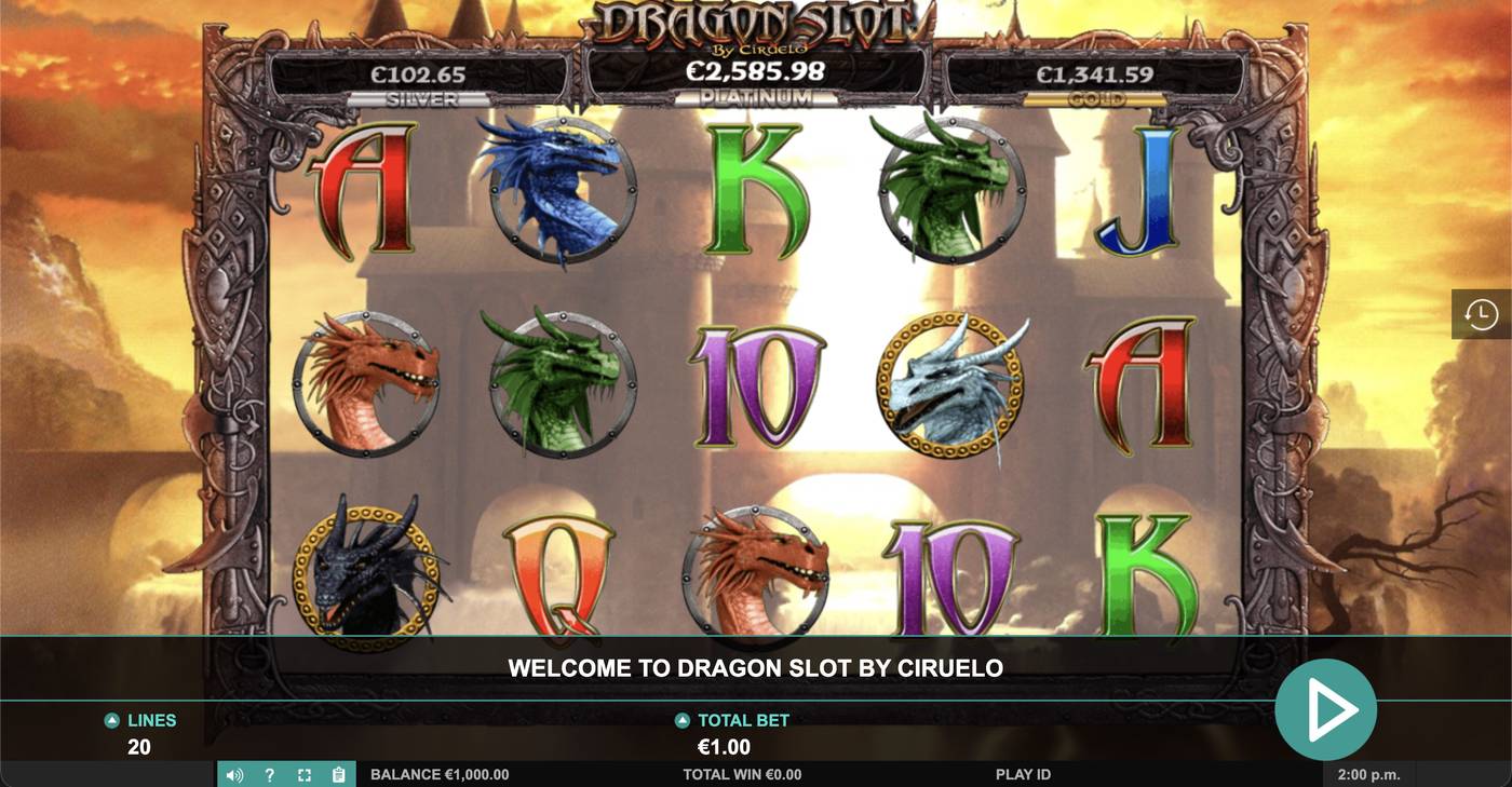 Dragon Slot Jackpot: image of main menu