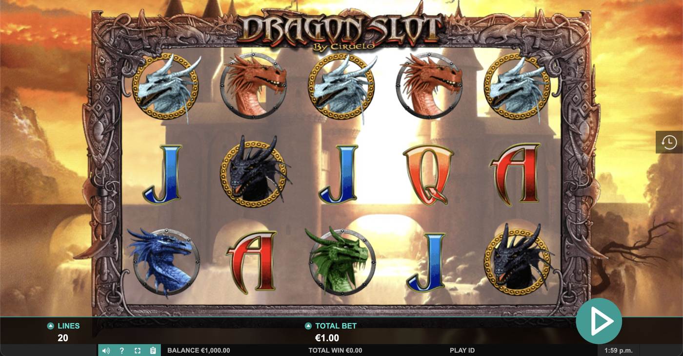 Dragon Slot: image of main menu